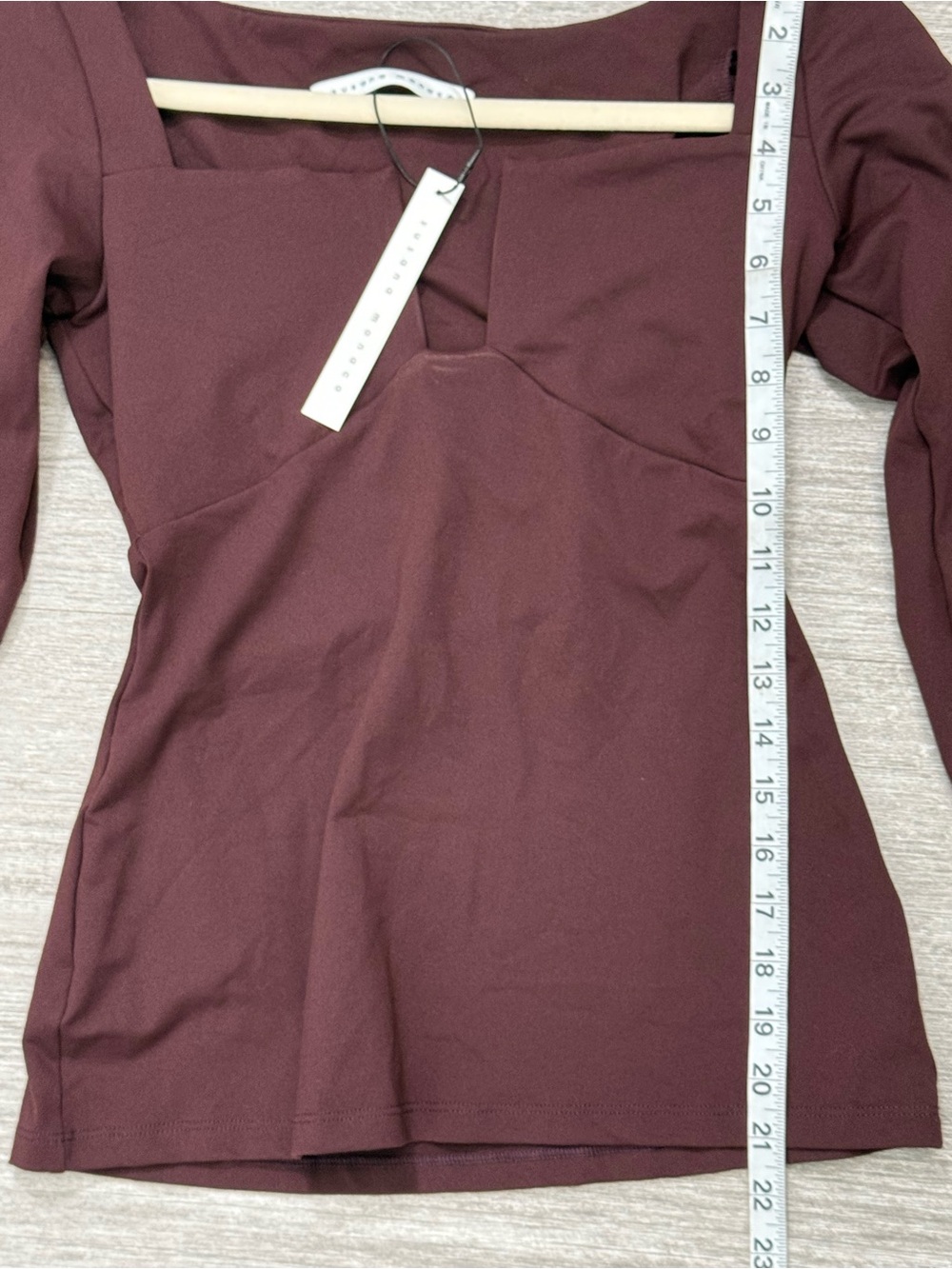 Susana‎ Monaco Shiraz Square Neck Cutout Long Sleeve Top Bodycon Minimalist M - Picture 4 of 8